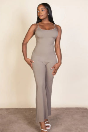 - Ribbed sleeveless wide leg jumpsuit - womens jumpsuit at TFC&H Co.