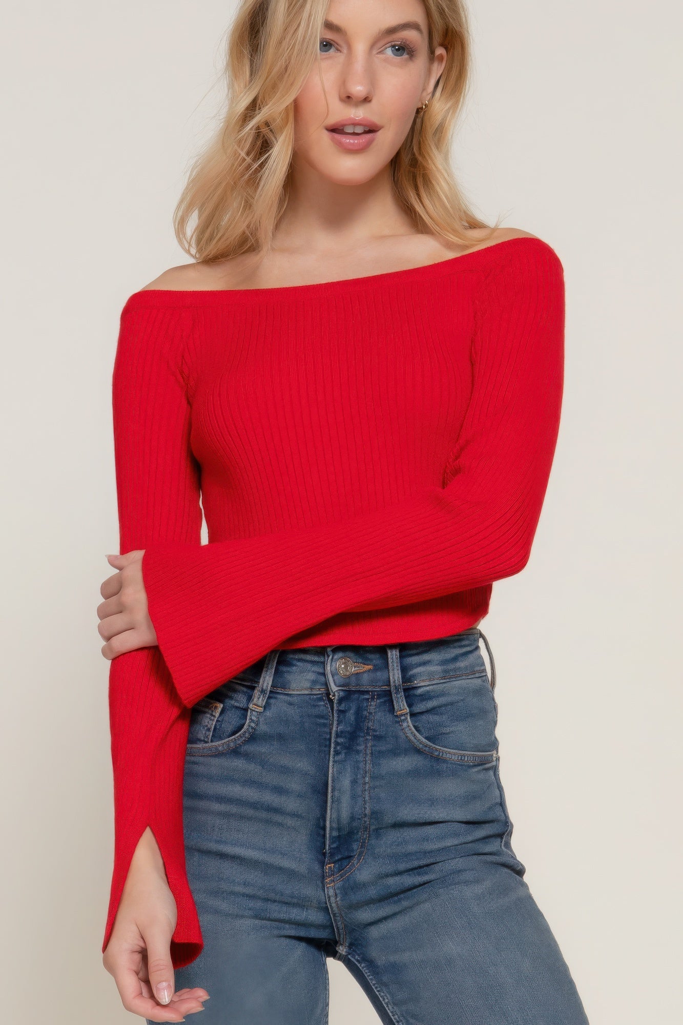 - Long flare slv off shoulder sweater - womens shirt at TFC&H Co.