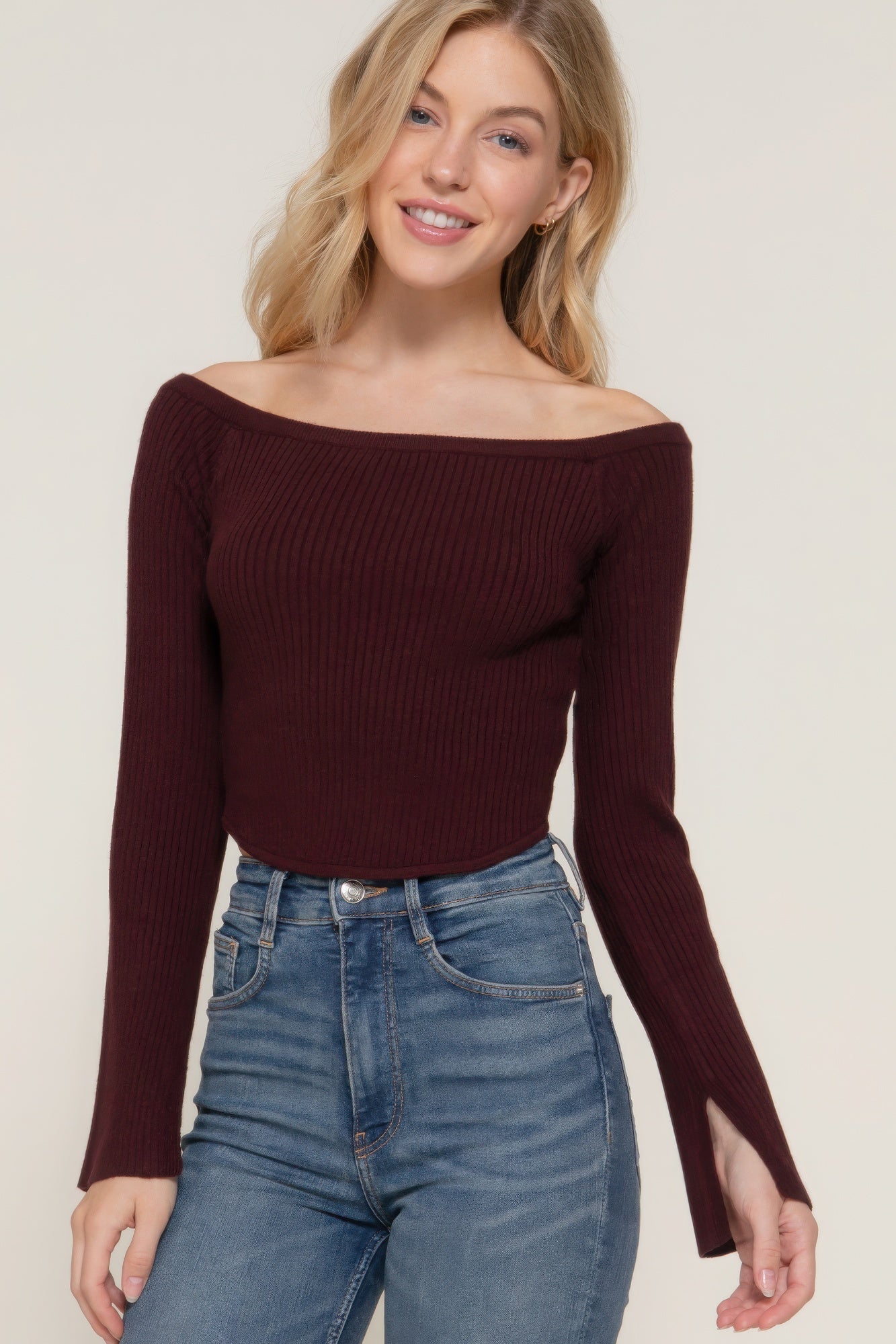 - Long flare slv off shoulder sweater - womens shirt at TFC&H Co.