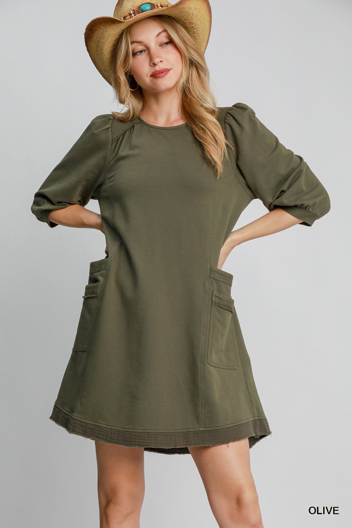 Olive - French Terry Mini Dress - womens dress at TFC&H Co.