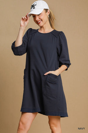 Navy - French Terry Mini Dress - womens dress at TFC&H Co.