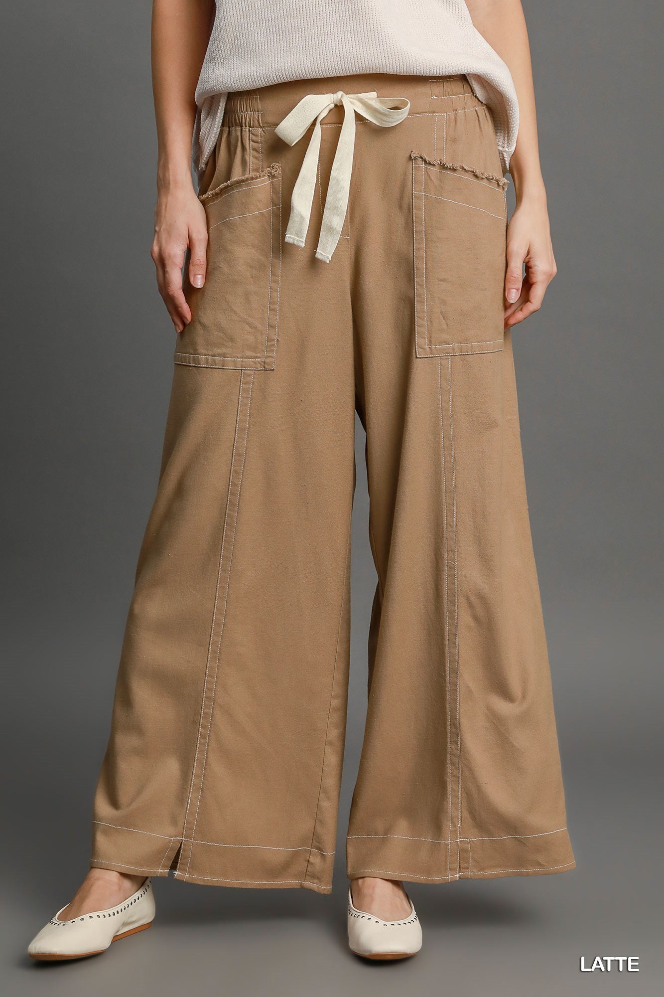 - Wide Leg Pull On Pants - womens pants at TFC&H Co.