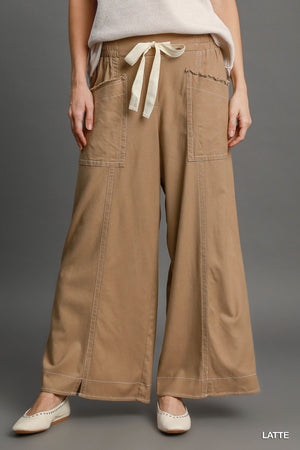 - Wide Leg Pull On Pants - womens pants at TFC&H Co.