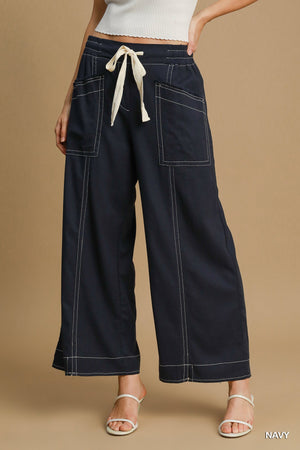 - Wide Leg Pull On Pants - womens pants at TFC&H Co.