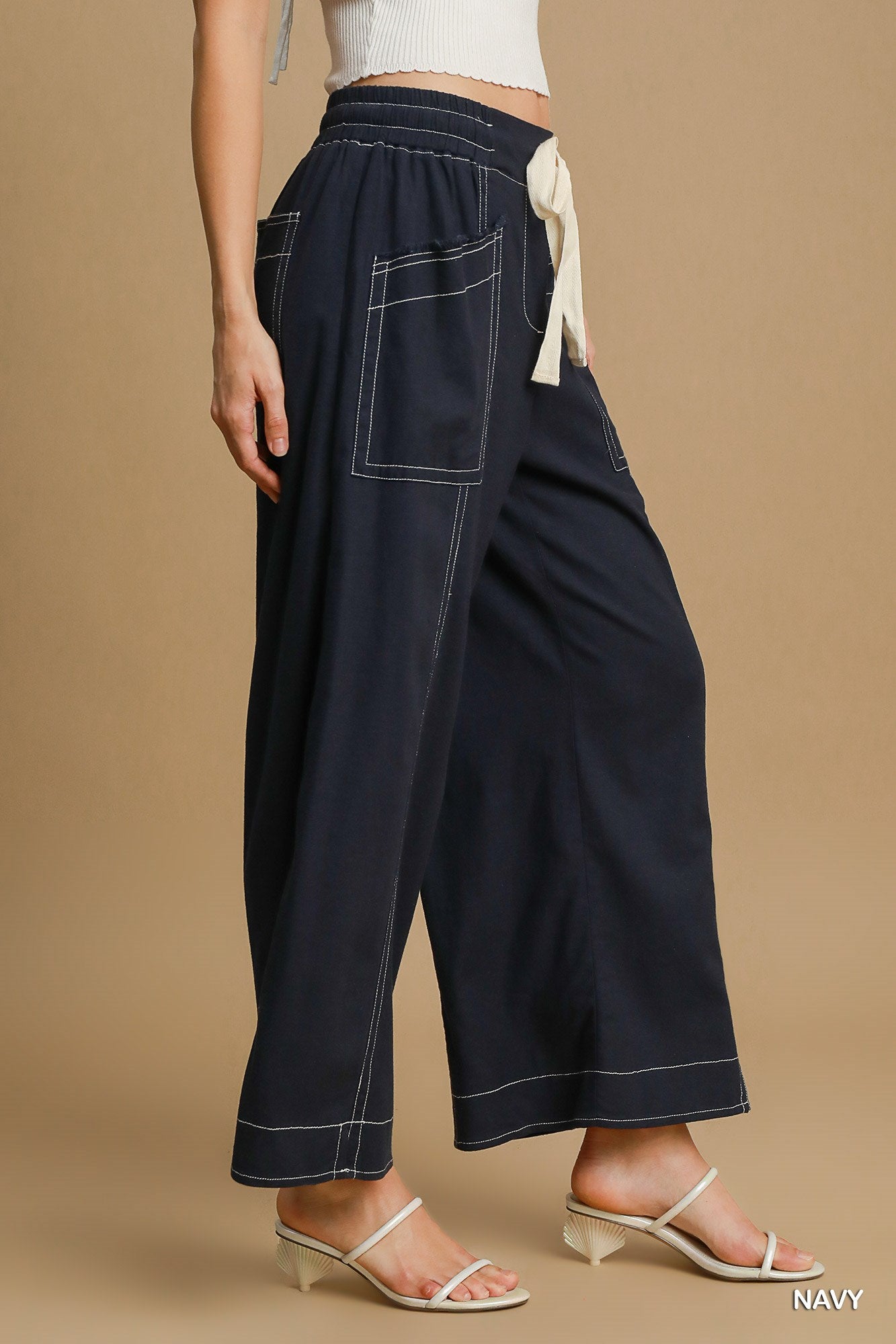 - Wide Leg Pull On Pants - womens pants at TFC&H Co.