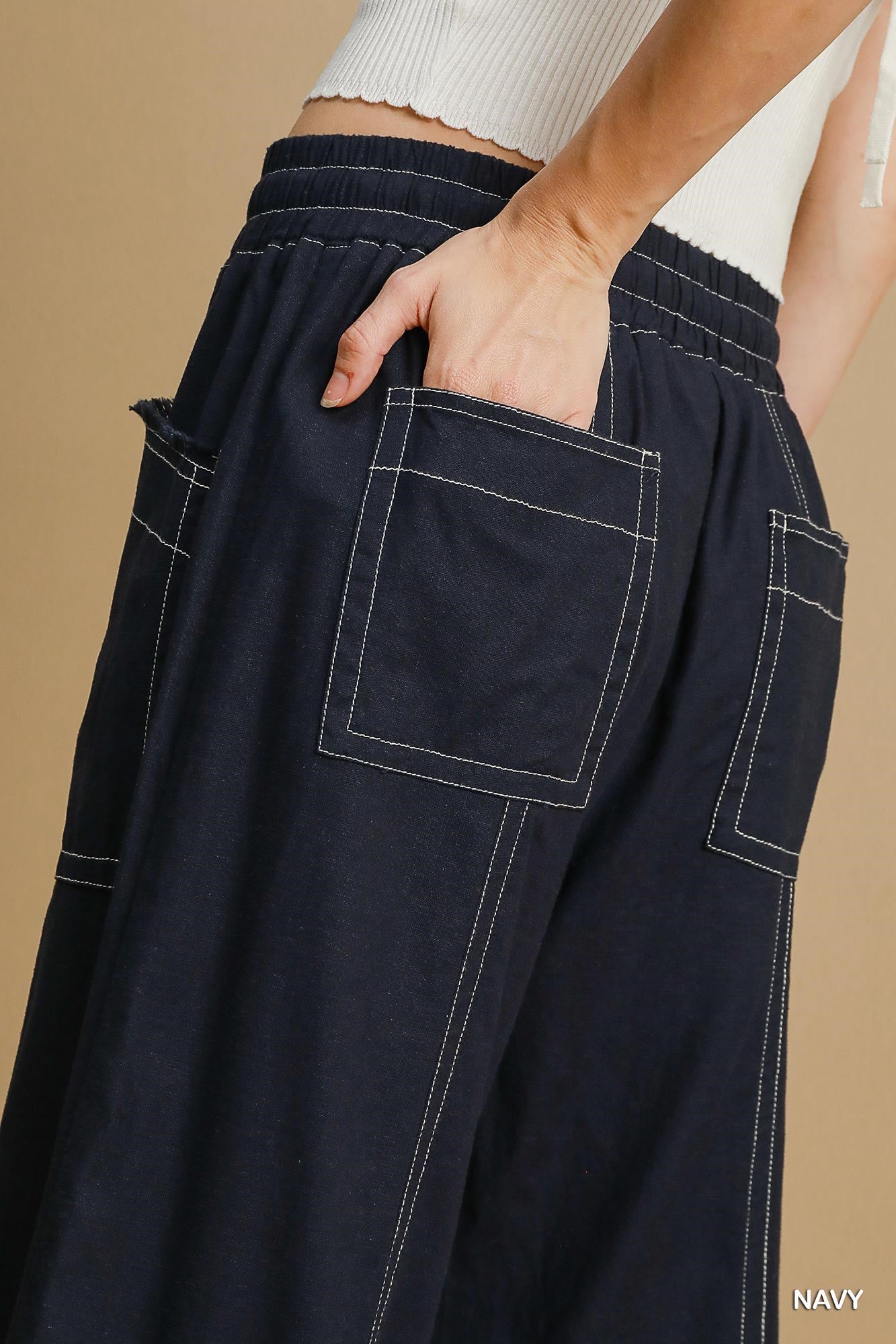 - Wide Leg Pull On Pants - womens pants at TFC&H Co.