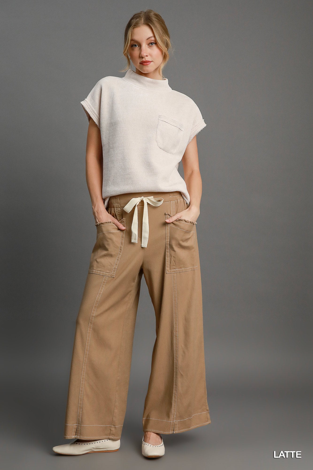 Latte - Wide Leg Pull On Pants - womens pants at TFC&H Co.