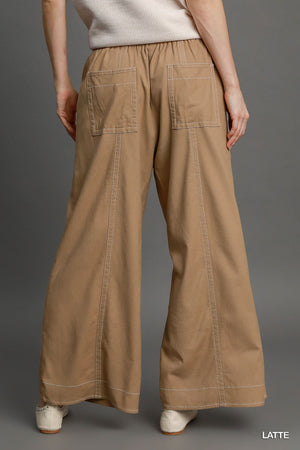 - Wide Leg Pull On Pants - womens pants at TFC&H Co.