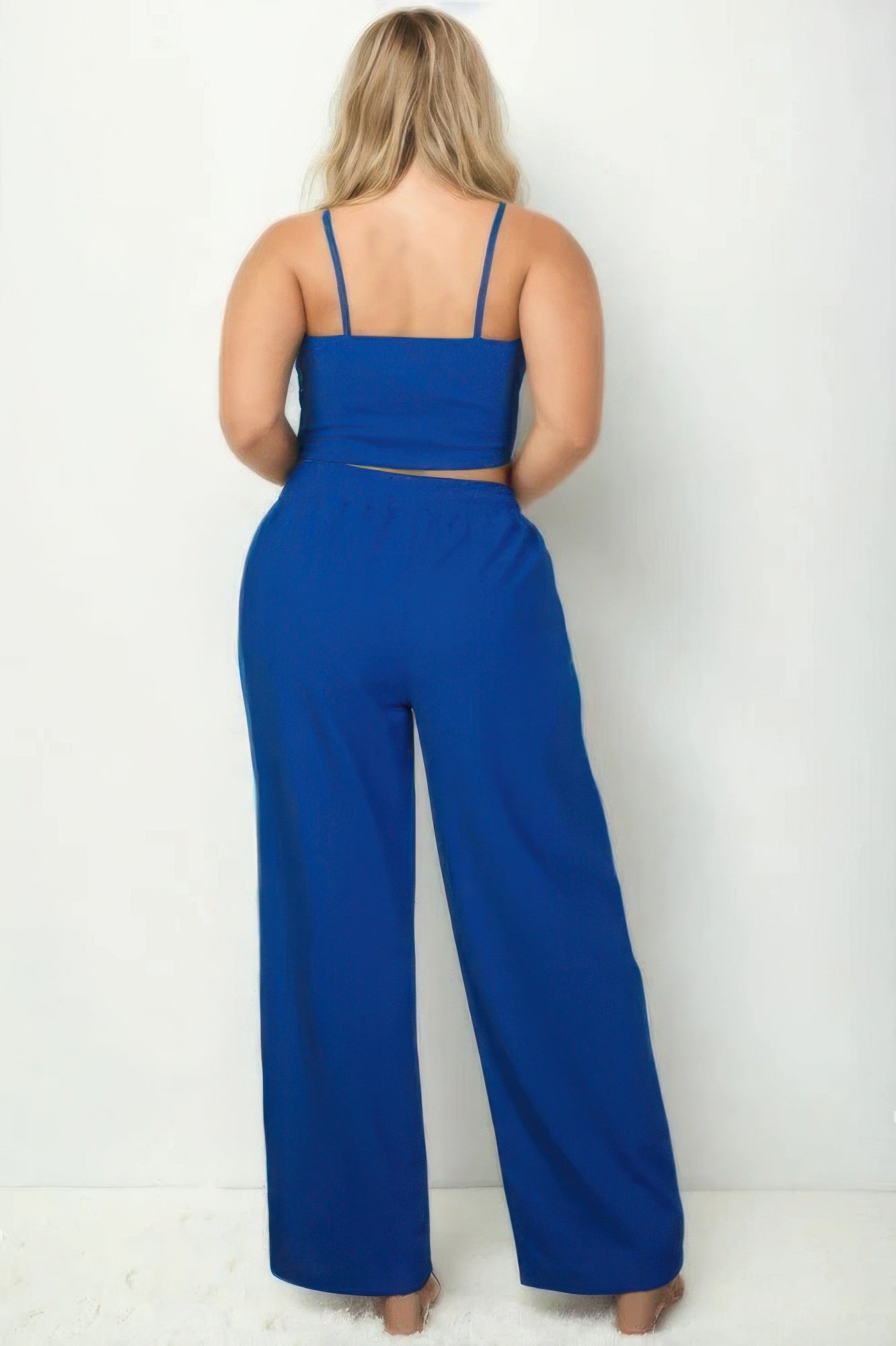 - Plus Bustier Crop Cami Top & Slant Pocket Straight Pants - womens pants set at TFC&H Co.