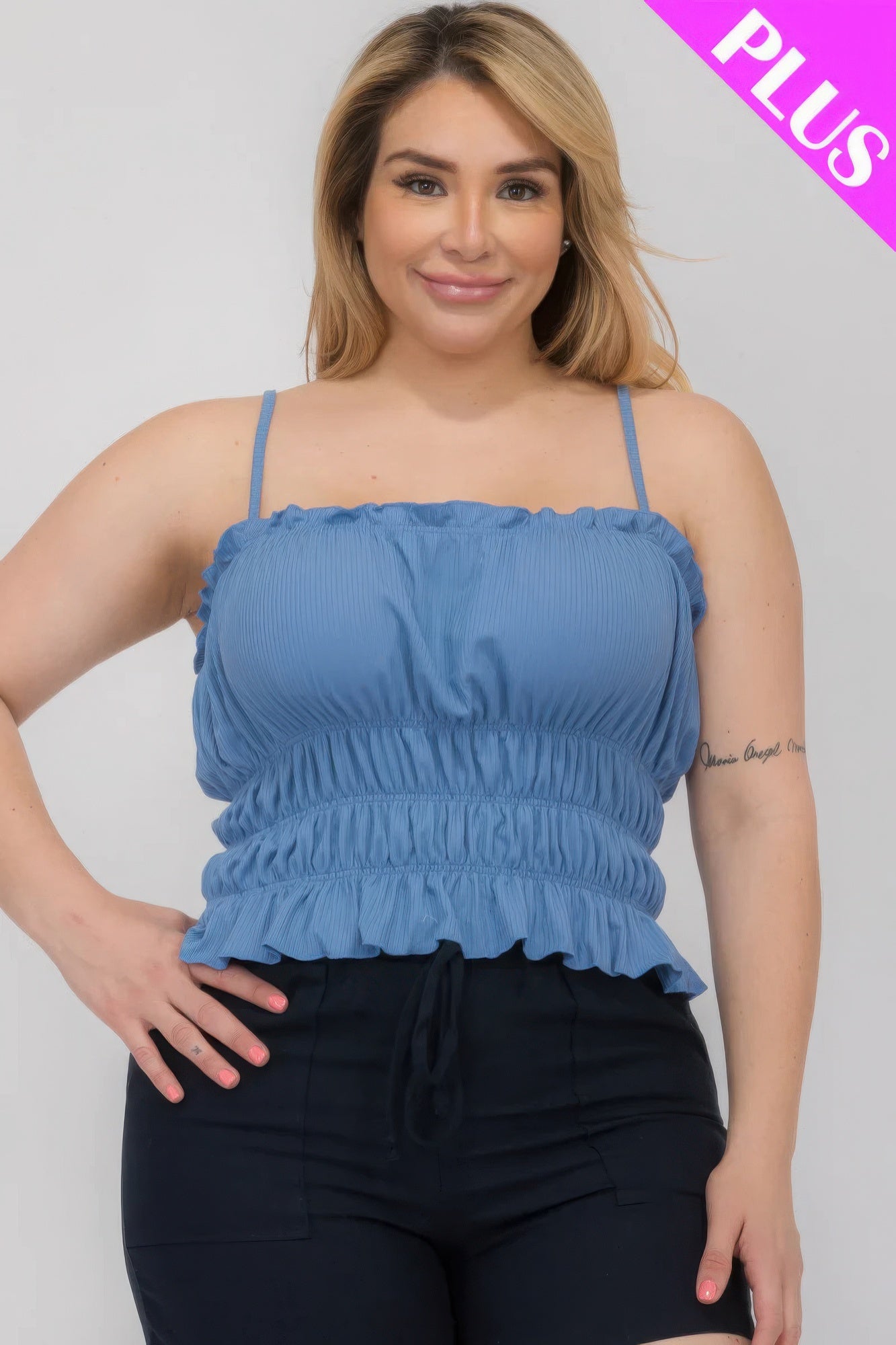 Cloud - Plus Size Tiered Shirred Body Crop Top - womens crop top at TFC&H Co.