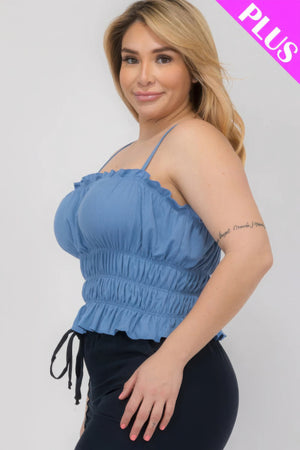 - Plus Size Tiered Shirred Body Crop Top - womens crop top at TFC&H Co.