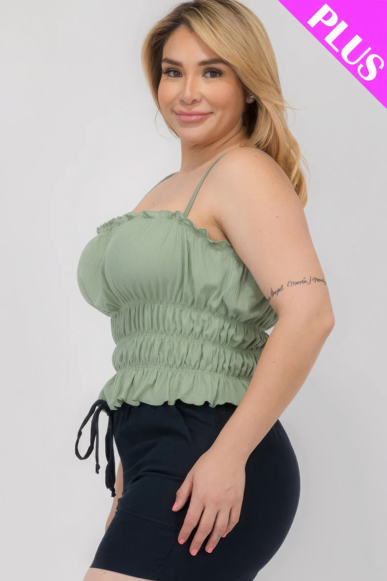 - Plus Size Tiered Shirred Body Crop Top - womens crop top at TFC&H Co.