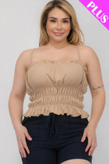 Latte - Plus Size Tiered Shirred Body Crop Top - womens crop top at TFC&H Co.