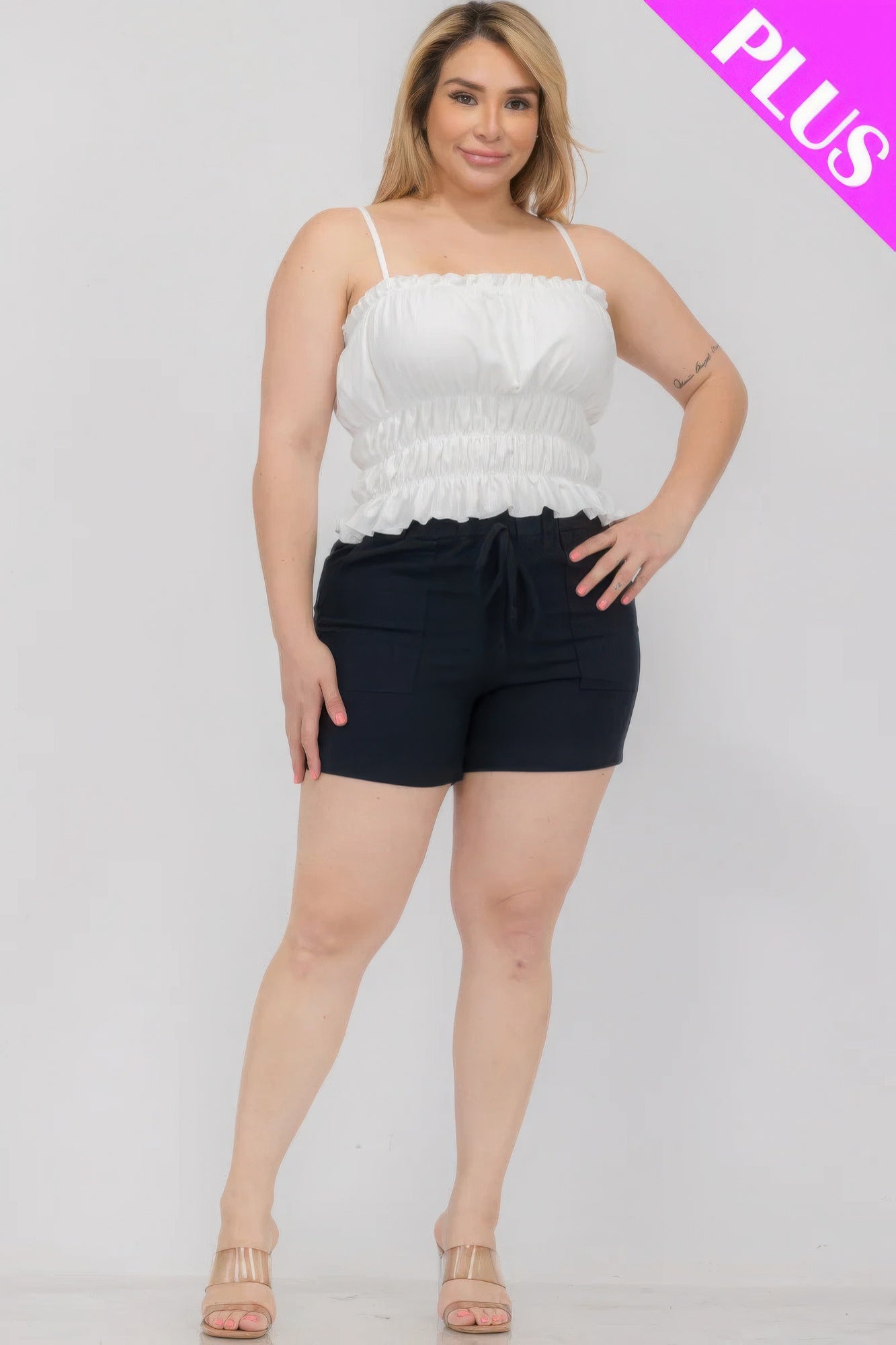 - Plus Size Tiered Shirred Body Crop Top - womens crop top at TFC&H Co.