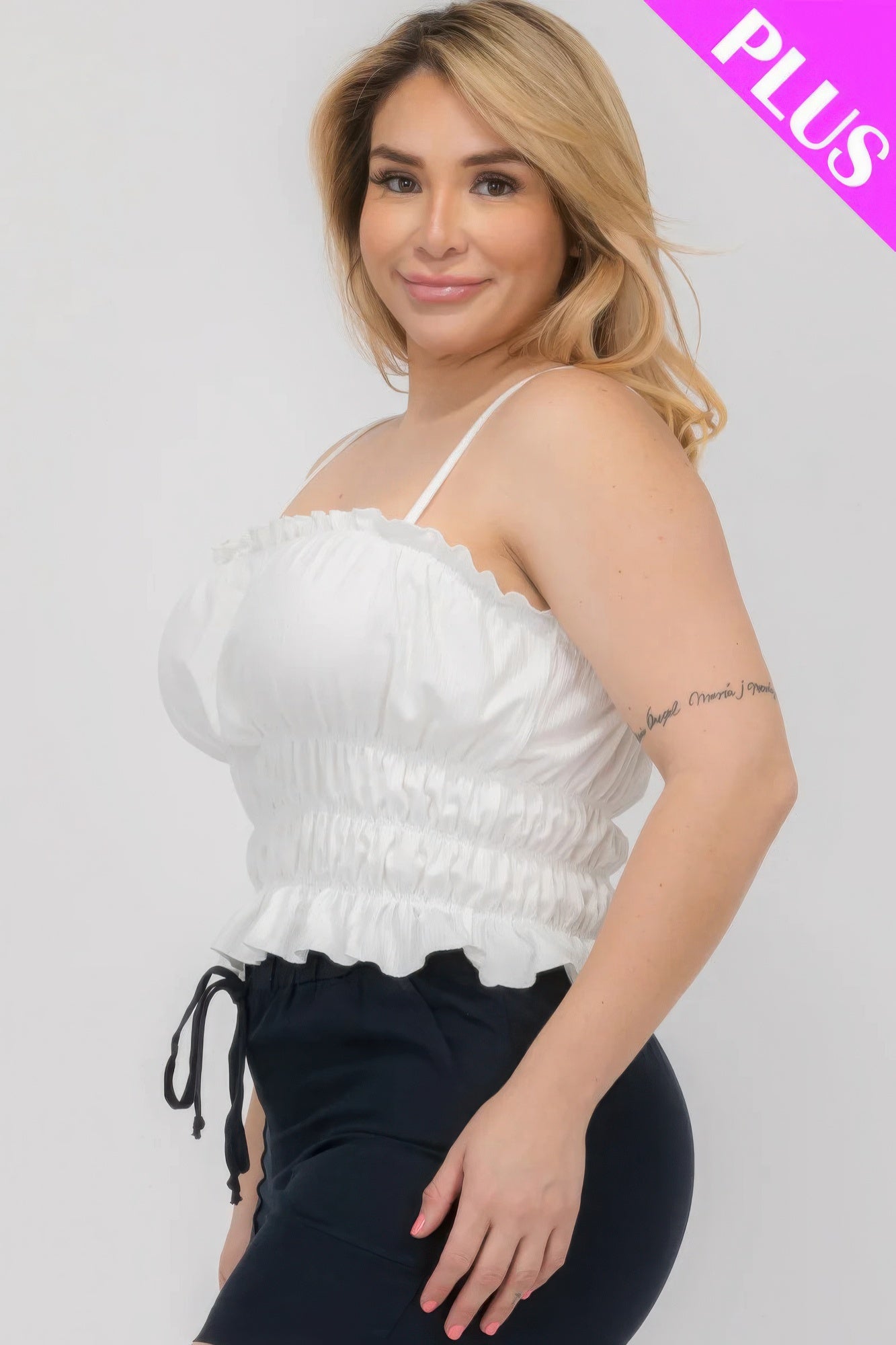 - Plus Size Tiered Shirred Body Crop Top - womens crop top at TFC&H Co.