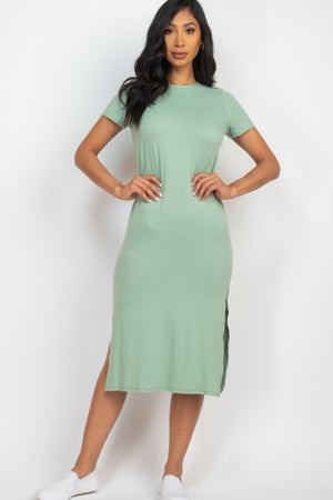 Green Bay - Side slit comfy midi dress - womens dress at TFC&H Co.