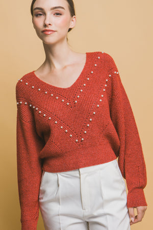 - Pearl details sweater - womens sweater at TFC&H Co.