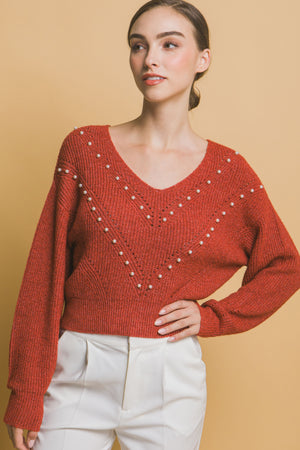 - Pearl details sweater - womens sweater at TFC&H Co.