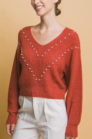 - Pearl details sweater - womens sweater at TFC&H Co.