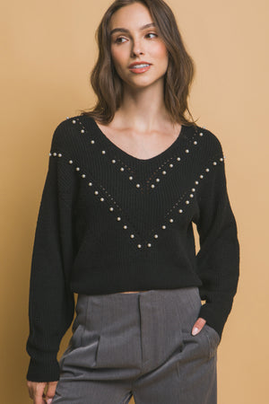 - Pearl details sweater - womens sweater at TFC&H Co.