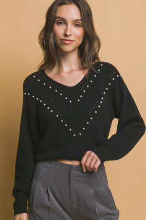 - Pearl details sweater - womens sweater at TFC&H Co.