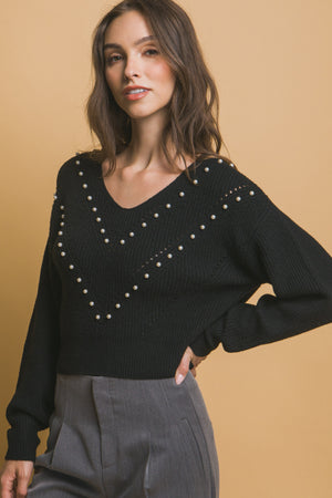 - Pearl details sweater - womens sweater at TFC&H Co.