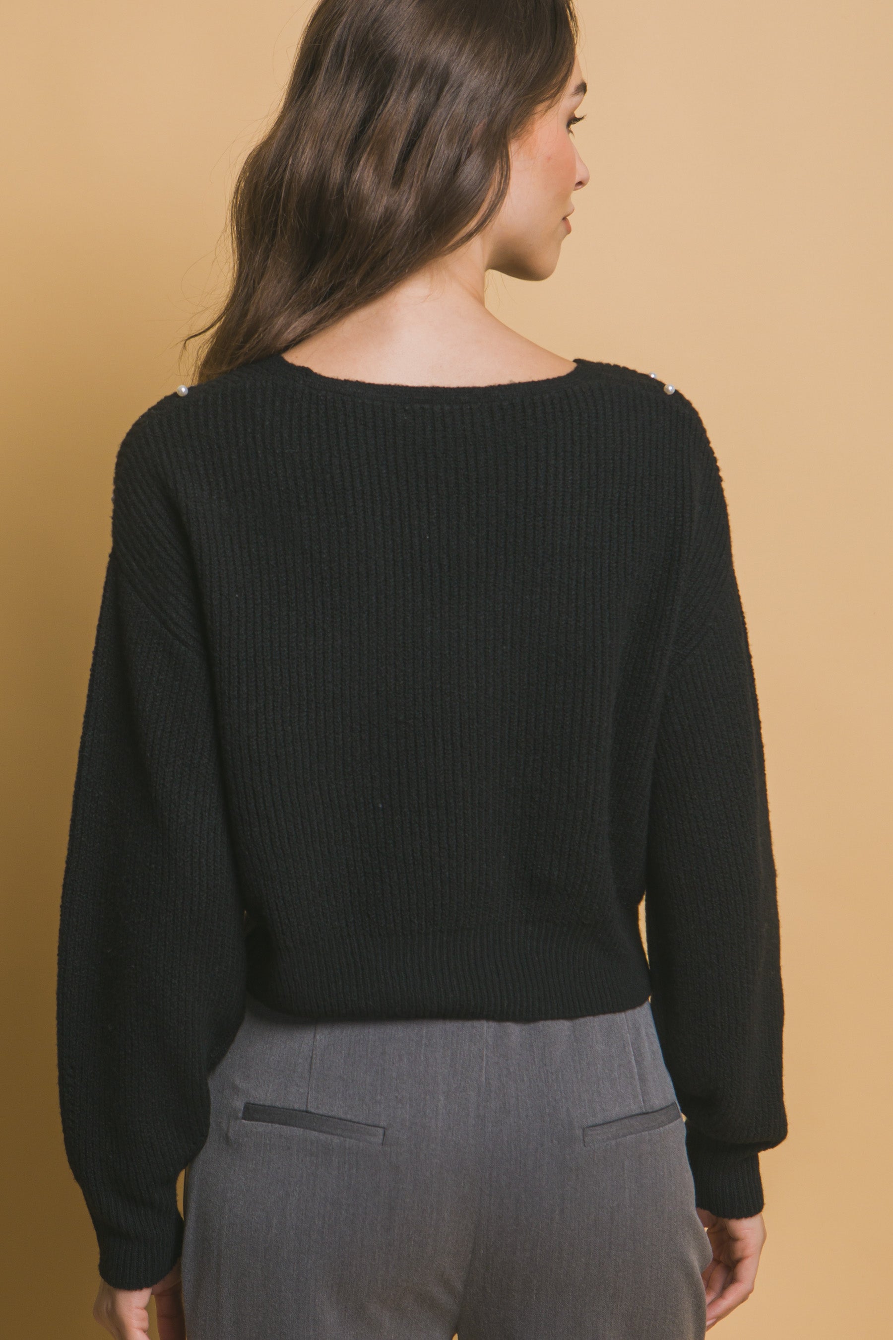 - Pearl details sweater - womens sweater at TFC&H Co.