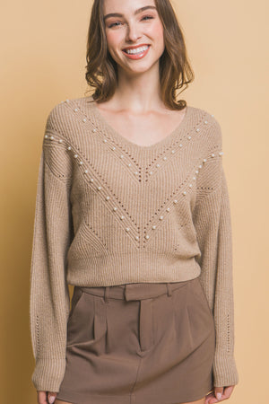 - Pearl details sweater - womens sweater at TFC&H Co.