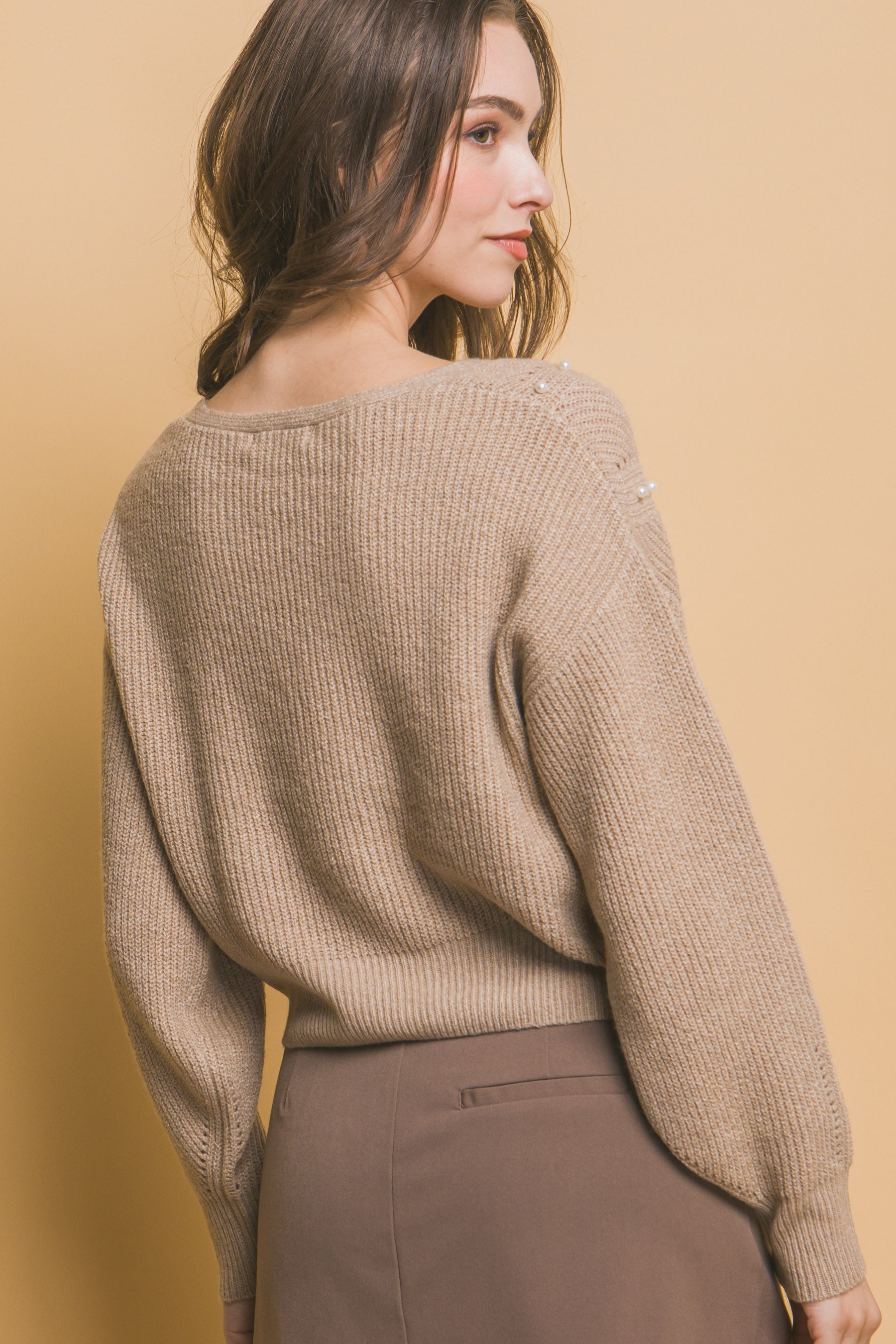 - Pearl details sweater - womens sweater at TFC&H Co.