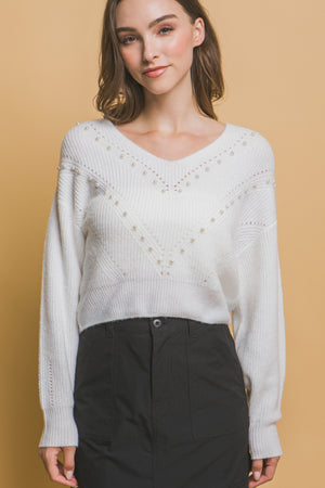 - Pearl details sweater - womens sweater at TFC&H Co.