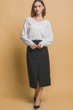 - Pearl details sweater - womens sweater at TFC&H Co.