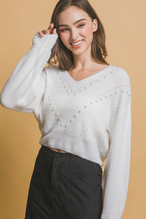 - Pearl details sweater - womens sweater at TFC&H Co.