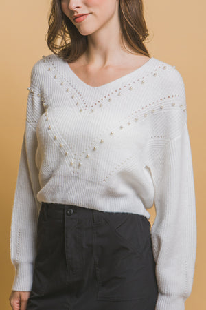 - Pearl details sweater - womens sweater at TFC&H Co.