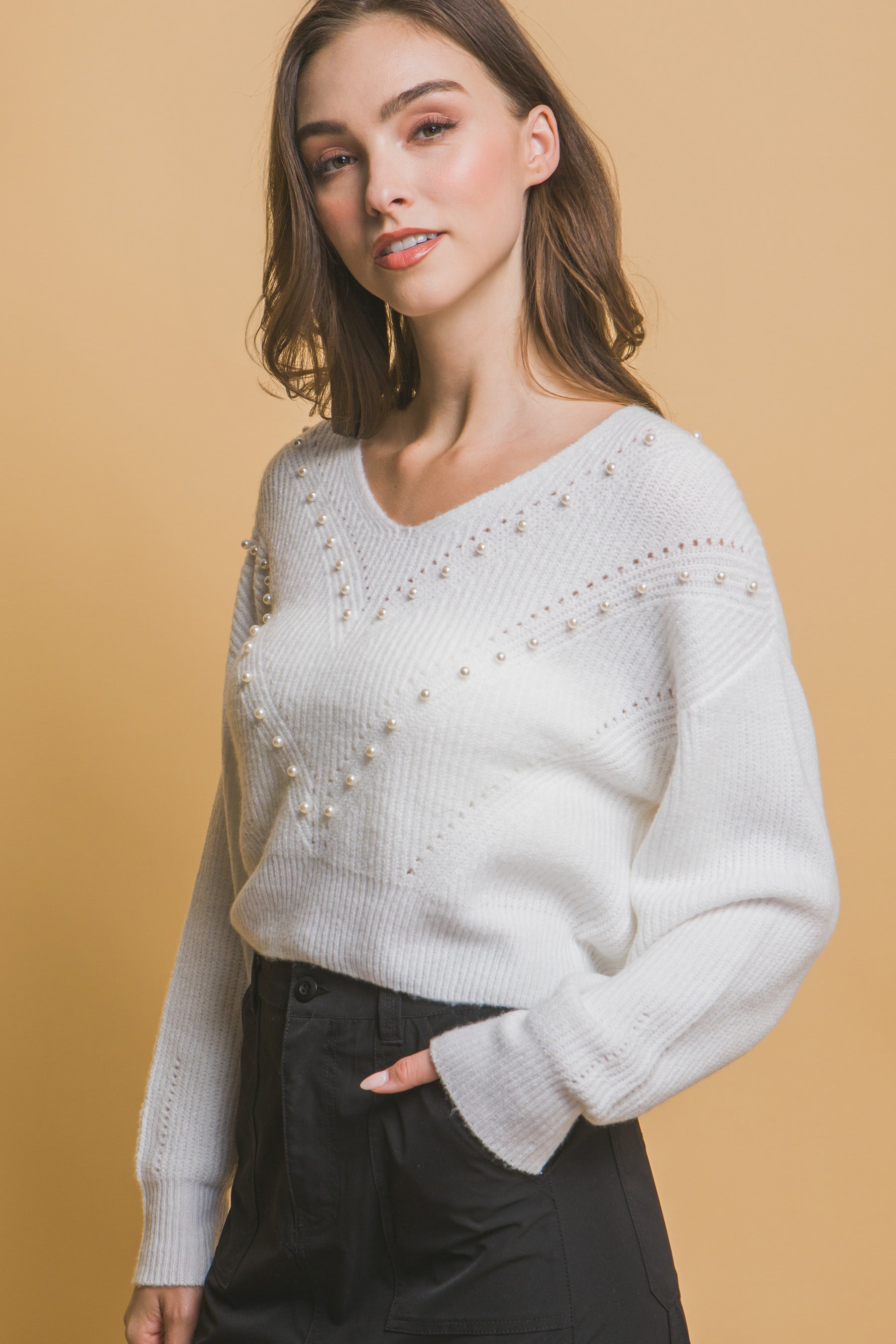 Off White - Pearl details sweater - womens sweater at TFC&H Co.