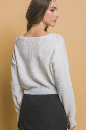 - Pearl details sweater - womens sweater at TFC&H Co.