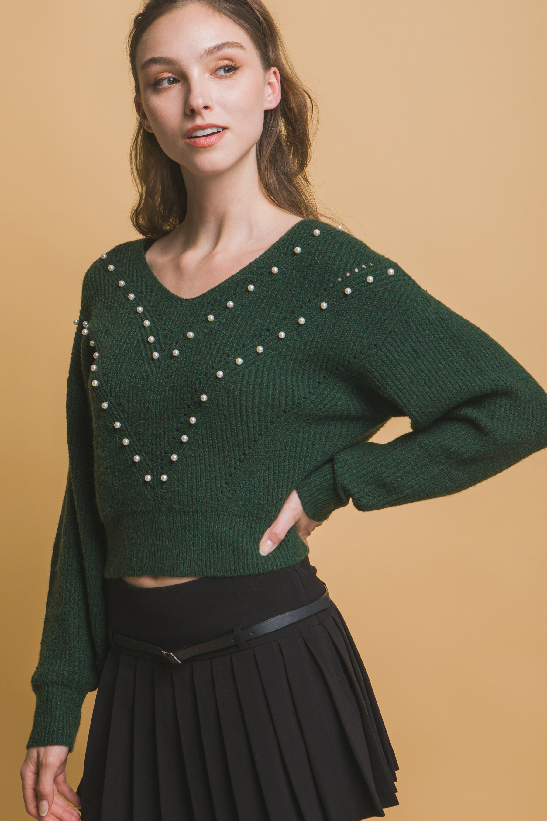 - Pearl details sweater - womens sweater at TFC&H Co.