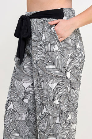 - Plisse Palm Print Pants - womens pants at TFC&H Co.