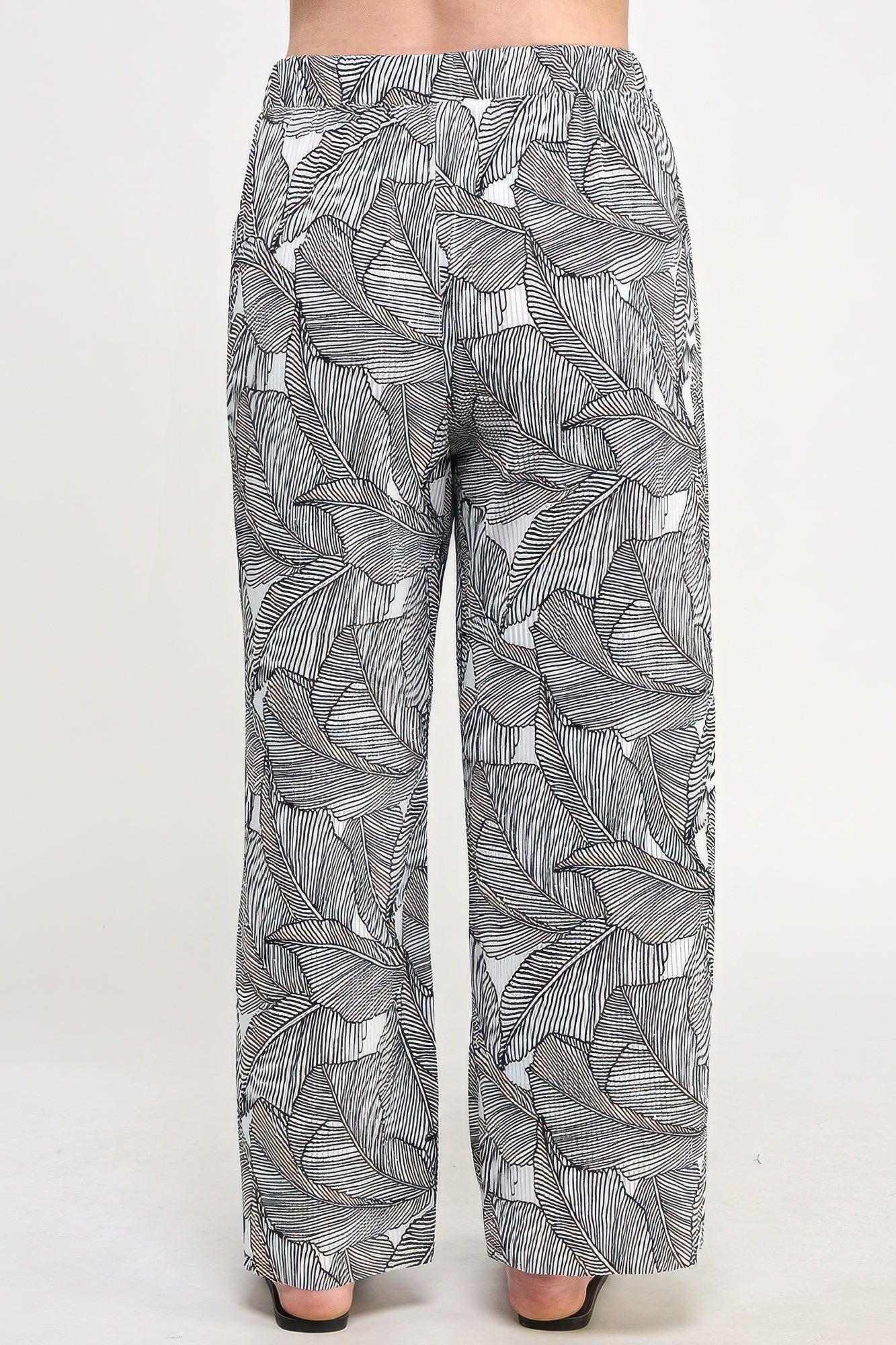 - Plisse Palm Print Pants - womens pants at TFC&H Co.