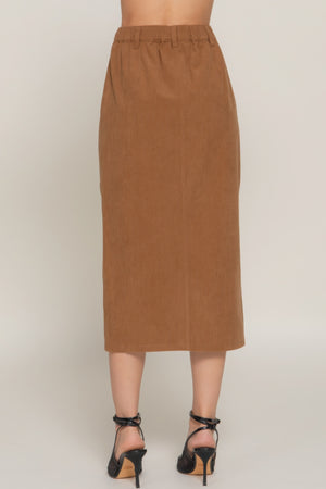 - Front Open Slit Corduroy Midi Skirt - womens skirt at TFC&H Co.