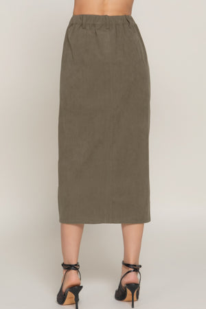 - Front Open Slit Corduroy Midi Skirt - womens skirt at TFC&H Co.