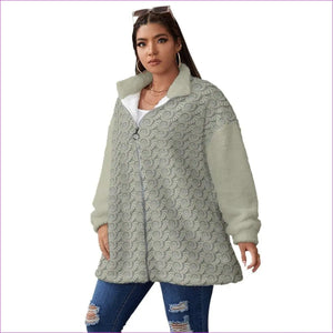 - Cash Womens Block Borg Stand-up Collar Coat With Zipper Voluptuous (+) Plus Size - womens coat at TFC&H Co.