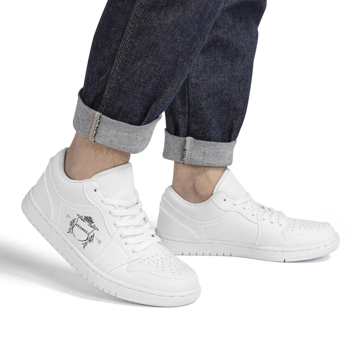 - ClassA1 Emblem Low Top Sneakers - White - Low-Top Sneakers at TFC&H Co.