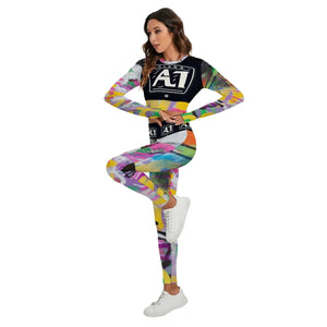 - ClassA1 Graffiti Women's Sport Set With Backless Top And Leggings - womens leggings set at TFC&H Co.