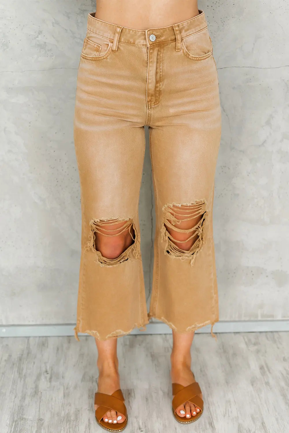 - Distressed Hollow Out High Waist Flare Jeans - 3 colors - womens jeans at TFC&H Co.