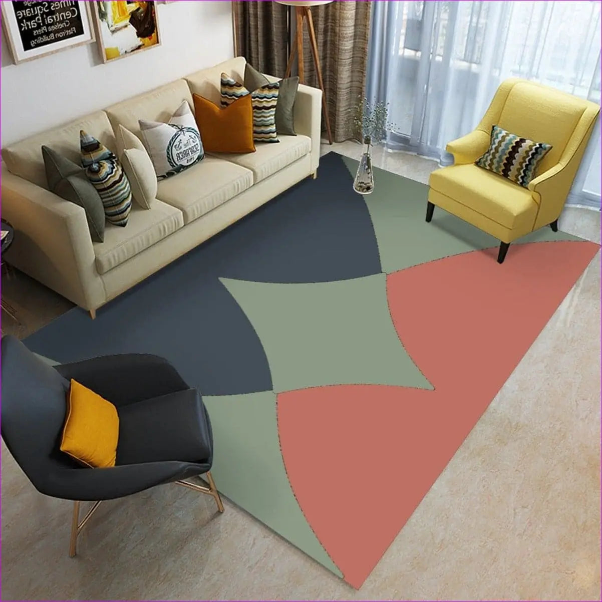 - Eclectic Foldable Rectangular Rug - area rug at TFC&H Co.