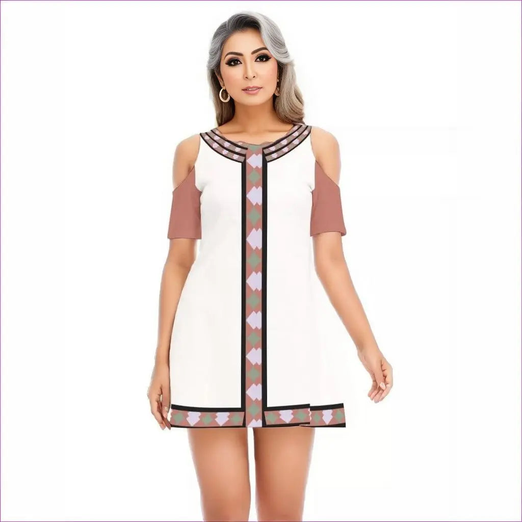 White - Eclectic Organic Womens Cold Shoulder O-neck Dress - womens dress at TFC&H Co.