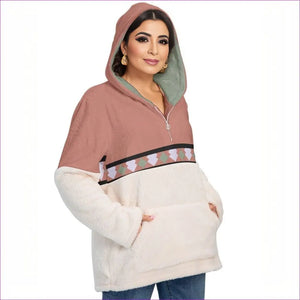 multi-colored - Eclectic Womens Block Borg Hoodie With Half Zip Voluptuous (+) Plus Size - womens borg hoodie at TFC&H Co.