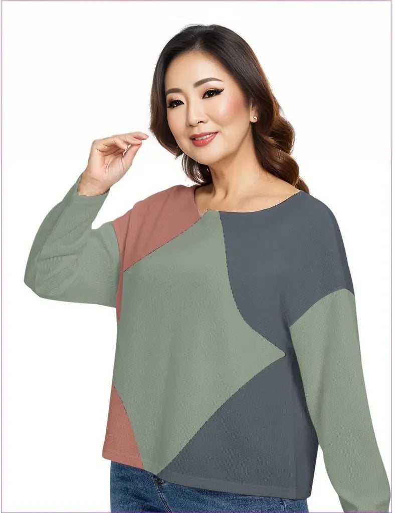 Eclectic Womens Drop-shoulder Imitation Knitted Sweater Voluptuous (+) Plus Size - women's sweater at TFC&H Co.