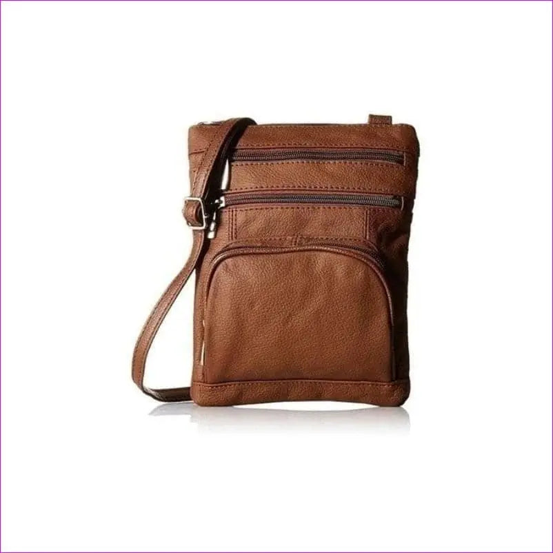 Dark Brown Plus - Genuine Leather Crossbody Bag - Ships from The US - Womens crossbody bag at TFC&H Co.
