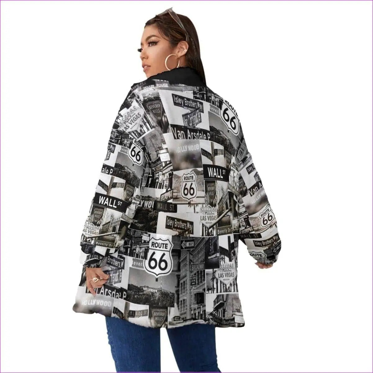 gray - Greyed Streets Womens Block Borg Stand-up Collar Coat With Zipper Voluptuous (+) Plus Size - womens coat at TFC&H Co.